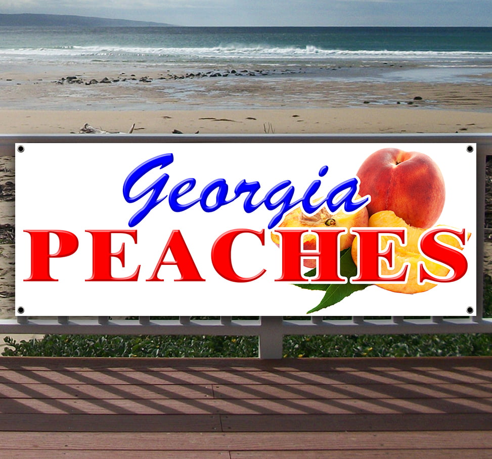 Non-Fabric Georgia Peaches 13 oz Banner Heavy-Duty Vinyl Single-Sided with Metal Grommets 