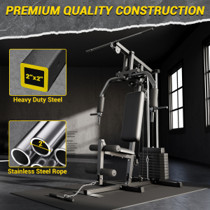 Home Gym, Multifunctional Weight Machine, Full Body Workout Station Exercise Equipment with 100LBS Weight Stack, All in One Home Gym with Pulley System for Strength Training