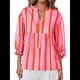 thumbnail image 3 of Blusa de Verano A Rayas con Cuello en V y Mangas Abullonadas para Mujer, Estilo Babydoll, Holgada e Informal Rosa S, 3 of 9