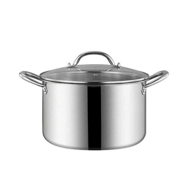Silver Stainless Steel Soup Pot Large Capacity Stock Pot With Double Handles 26Cm Inner Diameter Kitchen Cookware For All Stove Types Even Heat Distribution Heavy Duty Soup Pot 10.8X10.8X6