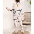 thumbnail image 3 of SWSMCLT Women's Long Sleeve Pajamas Set Silky Comfy Spring Fall Thin V Neck 2 Piece Lounge Set Soft Pjs Satin Holiday Star 6-8, 3 of 5