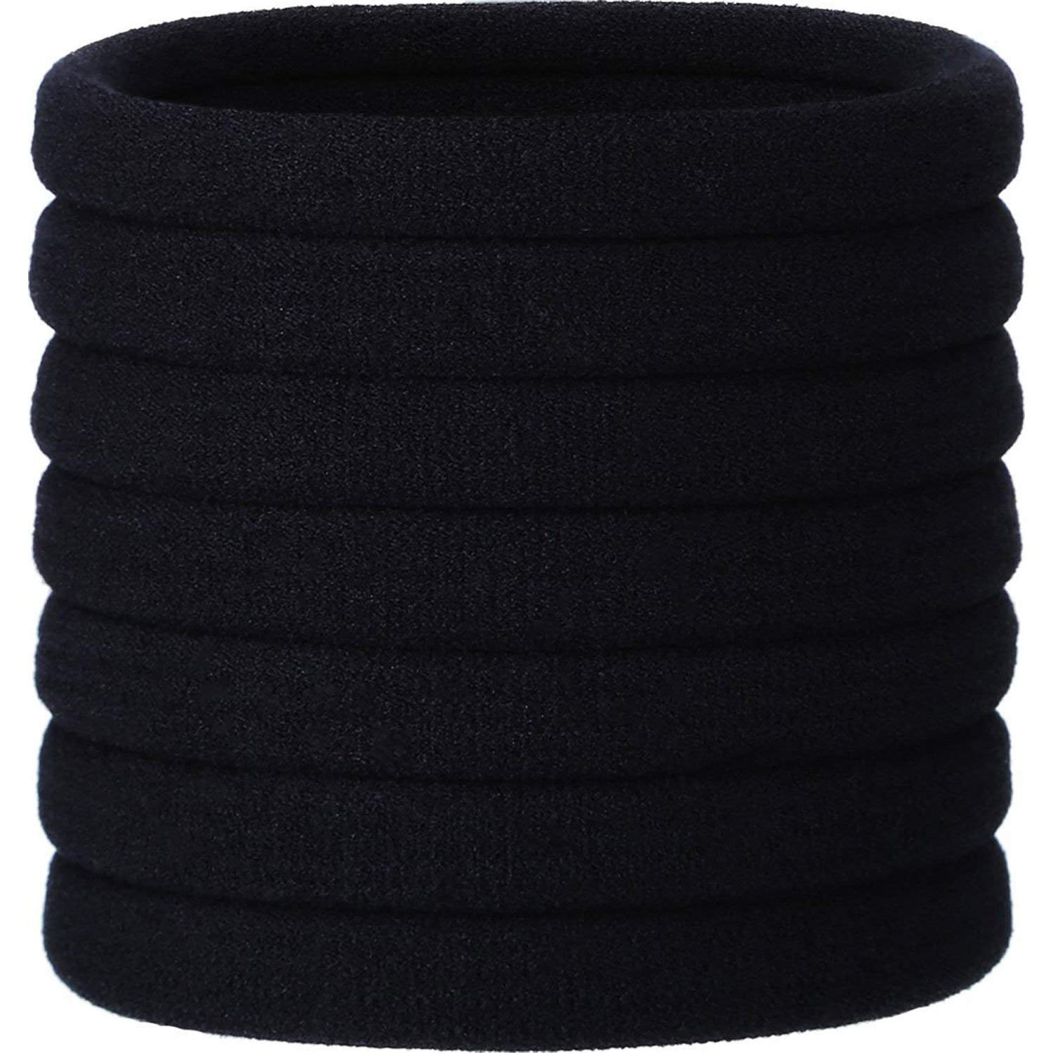 20 Pieces Large Stretch Hair Ties Hair Bands Ponytail Holders Headband for Thick Heavy and Curly Hair (Black, 5 cm in D, 1 cm in W)