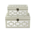 thumbnail image 3 of Tessera Set of 2 Distressed Mirrored Wood Boxes - Off White, 3 of 6