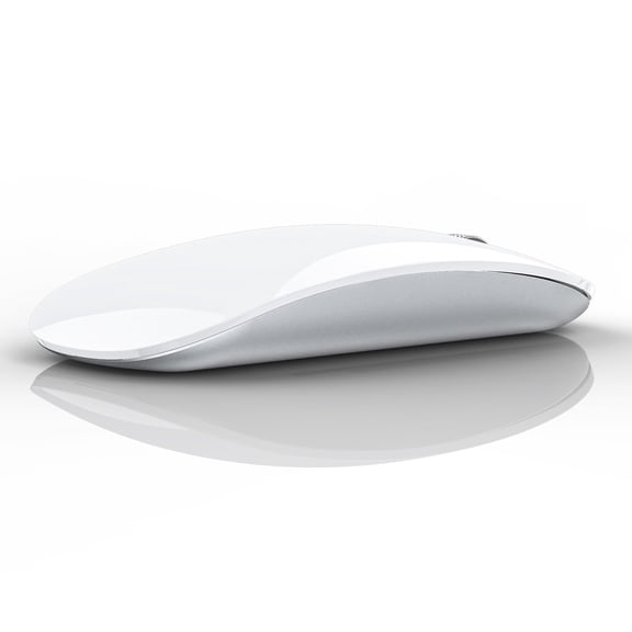 Uiosmuph Wireless Mouse Rechargeable Computer USB C Mouse Silent 2.4GHz Optical with USB Nano Receiver and Type C Receiver for Laptop/Mac/PC - White