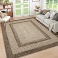 thumbnail image 2 of FairOnly 4'x 6'Modern Washable Woven Area Rug for Bedroom Living Room Non lip Low Pile Rug Stain Resistant Carpet,Brown, 2 of 7