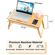 Zimtown Lap Desk 21 x 13, Nature Bamboo Folding Laptop Desk, Bed Tray Table for Computer, Adjustable Computer Notebook Desk Laptop Stand, Natural