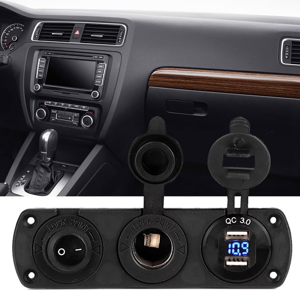 Cargador de coche con doble puerto USB, toma para encendedor de cigarrillos de 12 V, cargador de corriente USB, encendedor de cigarrillos, construcción robusta