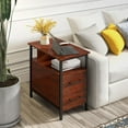 thumbnail image 2 of Narrow Side Tables with Charging Station, Narrow End Table with Wooden Drawers, USB Ports and Power Outlets, Nightstand and Bedside Table for Bedroom, End Tables Living Room, Espresso, 2 of 13
