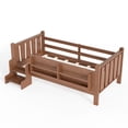 thumbnail image 6 of Harper & Bright Designs Twin Size Floor Bed with Storage Bookcases, Solid Wood Platform Bed Frame with Stairs and Guardrails for Boys Girls, Natural, 6 of 12