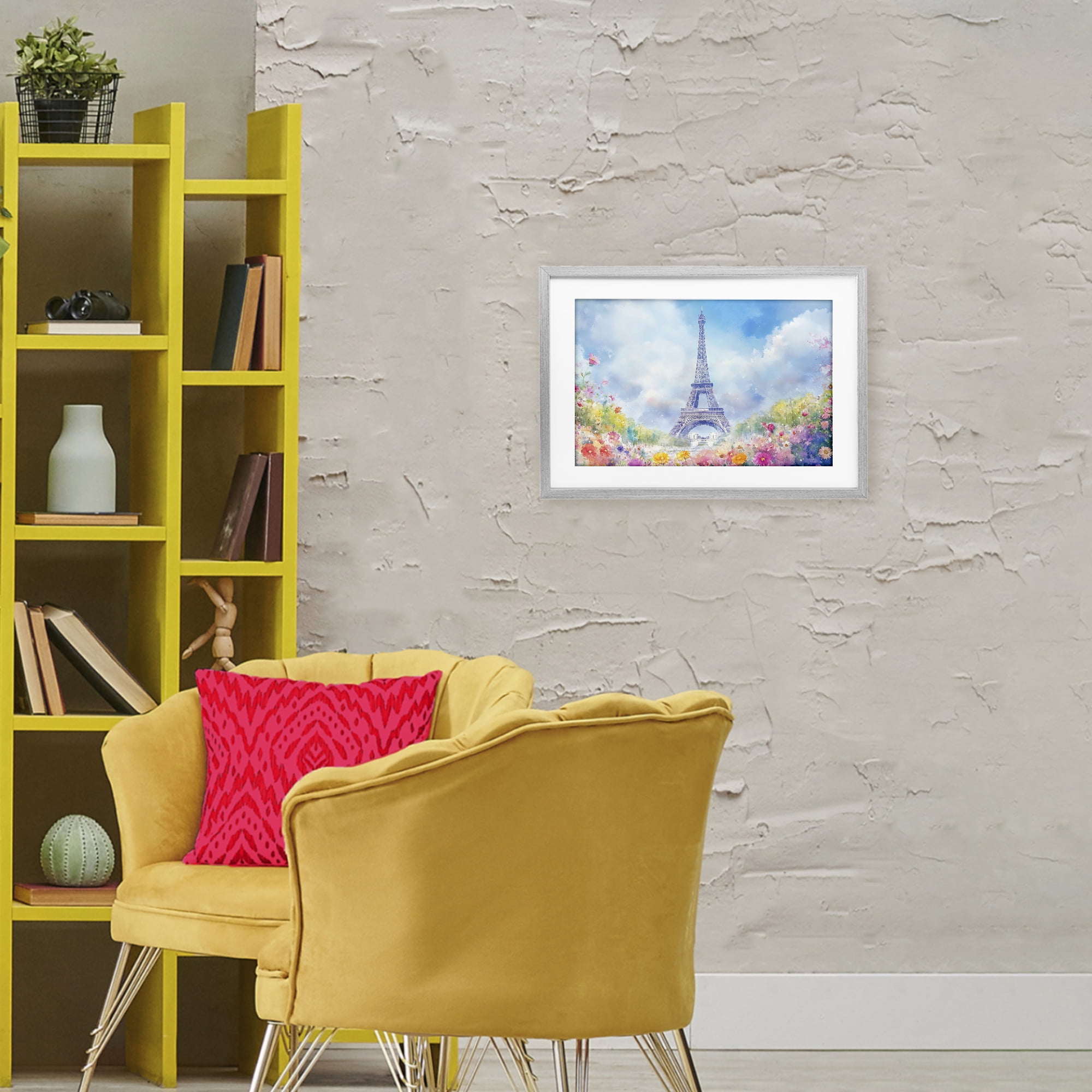 Stupell Industries Rainbow Spring at Eiffel Tower Gray Framed Print Under Glass, design by Creative Studio