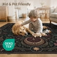 thumbnail image 4 of ODIKA 3'x5' Washable Accent Rug Pet Friendly, Non-Shedding Mat Dark Green Gold Celestial Floral Design Intricate Moon and Star Motif with Accents for Bedside, Nursery Room, 4 of 7