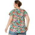 thumbnail image 4 of Unique Bargains Women's Plus Size Floral Ruffle Trim V Neck Layered Sleeve Top, 4 of 6