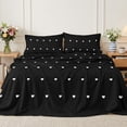 thumbnail image 2 of Flymme Black Bed Sheets Full Size,4 Piece Soft and Breathable Bedding Sets for Man Women, White Heart Pattern Romantic Sheet Set for All Season, 2 of 8