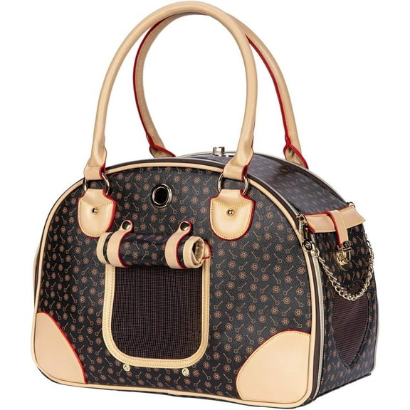 Luxury Pet Carrier, Puppy Small Dog Carrier, Cat Carrier Bag, Waterproof Premium PU Leather Carrying Handbag for Outdoor Travel Walking Hiking Shopping