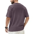 thumbnail image 5 of JoveMarine Men's Loose Fit Casual Short Sleeve Top, Round Neck T-Shirt with Chest Pocket, Soft Cotton Blend for Everyday Wear and Outdoor Activities Purple 3XL, 5 of 9