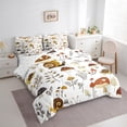 thumbnail image 3 of jejeloiu Kawaii Snail Turtle 7 Pieces Bedding Comforter Set,Rustic Mushroom Fuflower Full Bedding Set,White Brown Fitted Sheet Flat Sheet For Girls Kids,Super Cozy Room Decor Reversible, 3 of 8