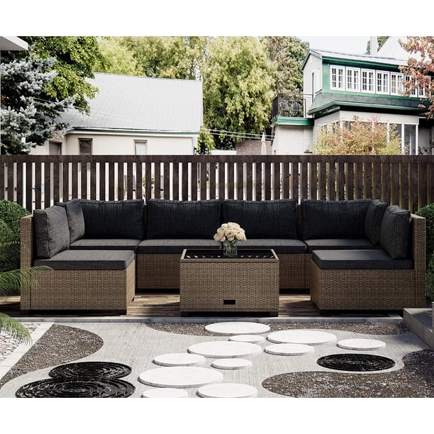 Esmlada 7 Piece Patio Furniture Set, Outdoor Furniture Patio Sectional
