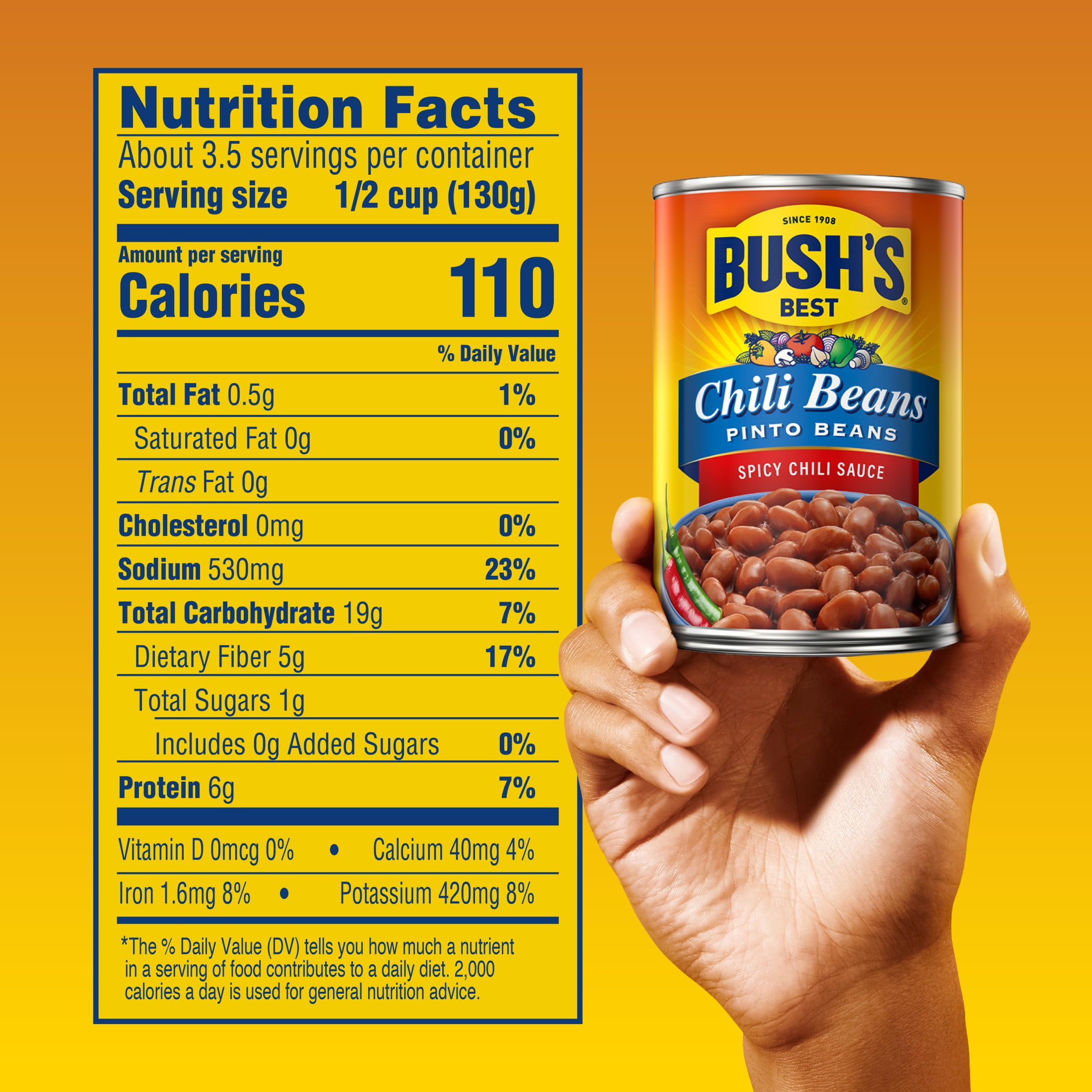 (12 pack) Bush's Chili Beans, Canned Pinto Beans in Hot Chili Sauce, 16 oz Can