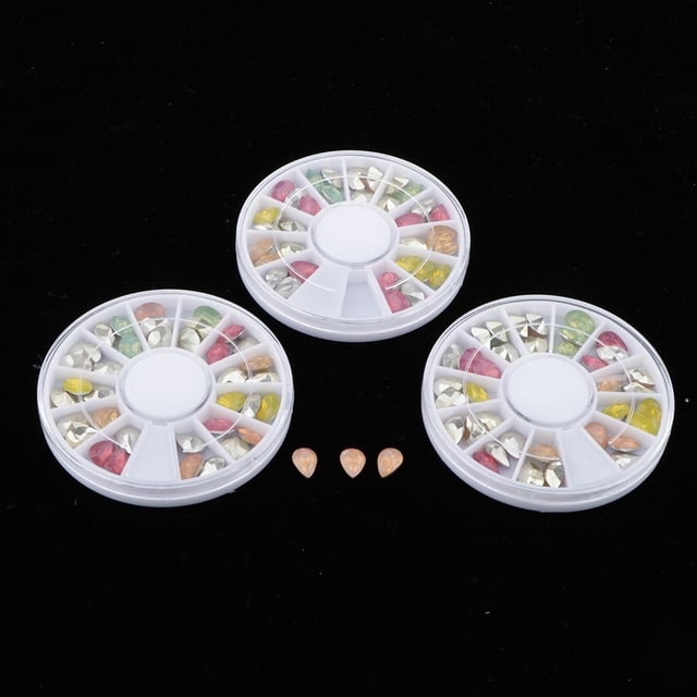 3 Paquetes de Accesorios de Decoración de Uñas de de Imitación 3D con Diseño de Uñas de Colores para Mujeres DIY Los 0.5CM Macarena Nail Art Rhinestones