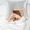thumbnail image 3 of PiccoCasa 1 Pc 19 Momme Silk Pillowcase with Hidden Zipper Jumbo Silver 31" x 31", 3 of 7