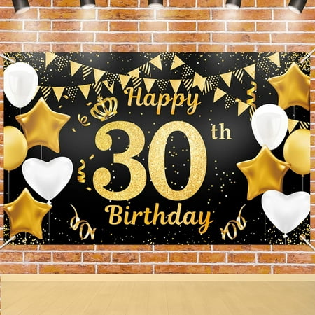 Image of Extra Large 30th Birthday Backdrop - Party Decor for Men and Women