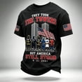 thumbnail image 2 of 9/11 25th Anniversary Never Forget Men's T-Shirt - Casual Memorial Pullover with Short Sleeve and Classic Crew Neck for Daily Tribute Black L, 2 of 3