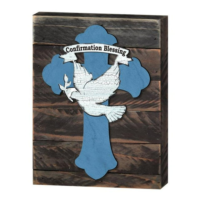 Designocracy 98780-12 Conformation Blessing Quote, Cross Art on Board Wall Decor