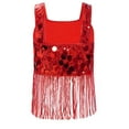 thumbnail image 3 of YiZYiF Haut Court à Franges pour Danse Jazz pour Filles, Bretelles Larges, Rouge 10, 3 of 7