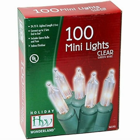 CJBHoliday Wonderland 100-Count Clear Christmas Light Set,Green Wire
