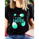 thumbnail image 1 of Women's Easter Bunny & Eggs Graphic T-Shirt, 100% Crew Neck Short Sleeve Tee, Casual Summer Knit Fabric Top with Medium Stretch, Regular Length, 1 of 6