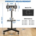 thumbnail image 5 of TAVR Furniture Rolling Mobile TV Cart on Wheels for 23-60 inch Flat Screens, Adjustable Tilt Stand TV Trolley Holds up to 88lbs, 5 of 9