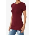 thumbnail image 3 of Women's & Juniors Basic Round Crew Neck Short Sleeve Stretch Cotton Spandex T-Shirts, 3 of 4