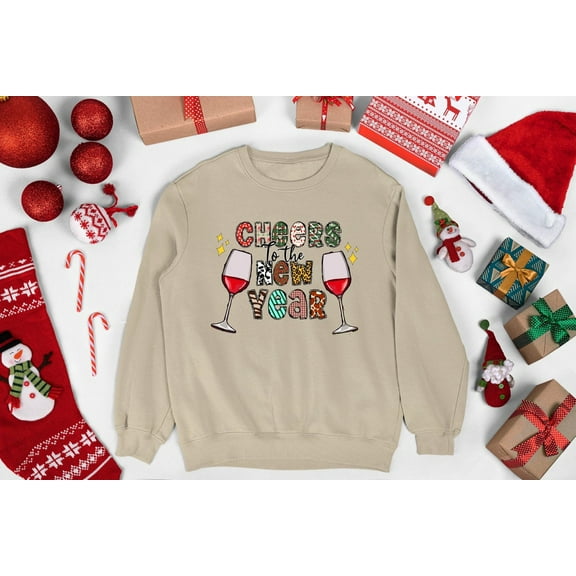 Cheers To The New Year Sweatshirt, Happy New Year Shirt, New Year Wine Sweater, New Year , Hello 2025 , 2025 Winter Occasion Crewneck, Full size S-5XL