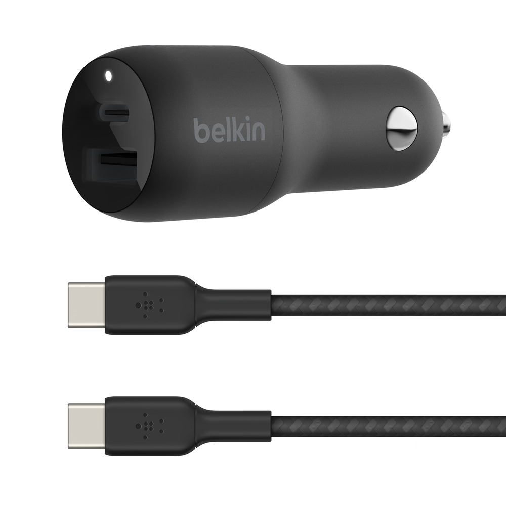 Belkin 37W Dual Port Fast Car Charger with 3.3ft USB-C Cable Included, USB-C 25W PPS Port and USB-A 12W Port for Galaxy S23, S23+, Ultra, Note20, iPhone 15, 14, 13, 12, 11, Pro, Max, Mini and More - image 2 of 7