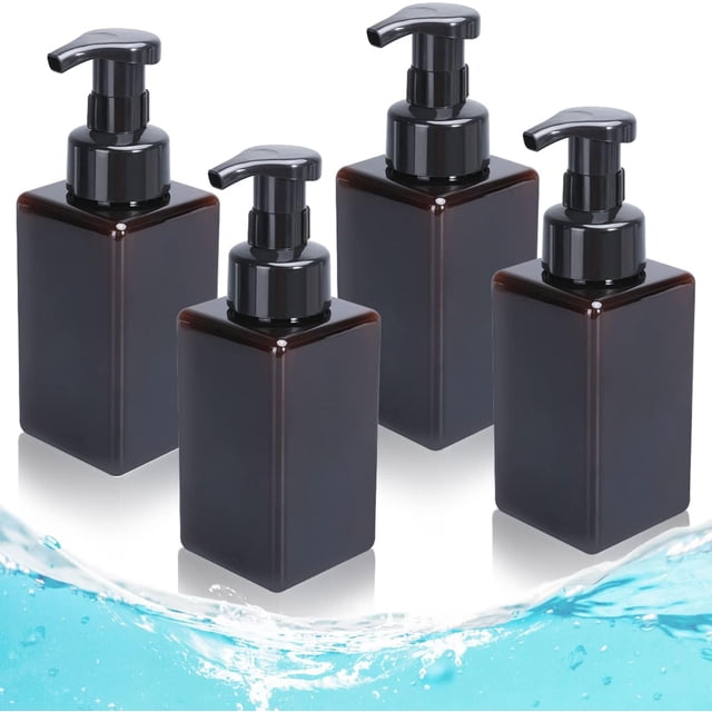 Dispensador de Jabon 4 Paquetes, Dispensador de Jabon Baño, Dispensador de Shampoo para Regadera Plástico, Dispensador de Shampoo y Acondicionador Recargable (Marrón)