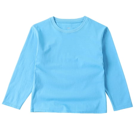 Cethrio Long Sleeve Tops for Boys Pullover Crewneck Cotton Casual Spring Fall Blouses Light Blue Size 4T-5T