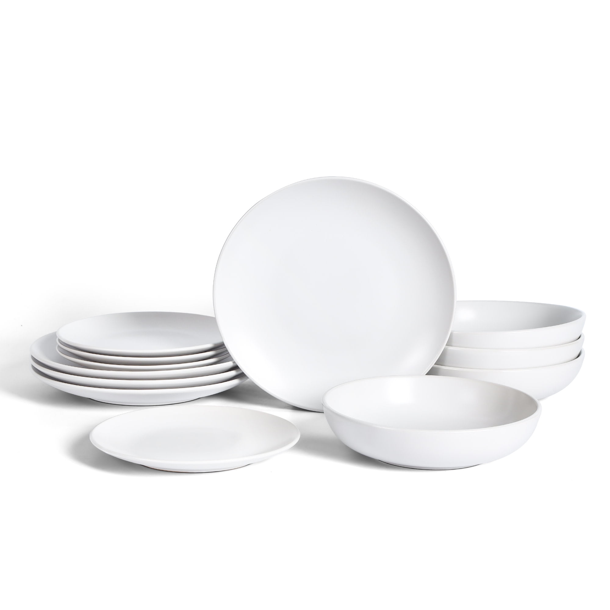 Earth & Clay Mia Stoneware 12-Piece Dinnerware Set, White