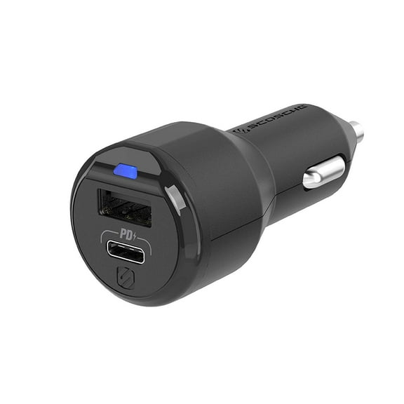 Scosche PowerVolt 30W Certified USB-A / USB-C Fast Car Charger Power Delivery 3.0, Cpda2c8-sp