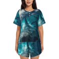 thumbnail image 1 of Fotbe Airplane Shark Conjunto de Pijama Estampado para Mujer, 2 Piezas, Ropa de Dormir con Camiseta de Manga Corta y Shorts Suaves-3X-Large, 1 of 6