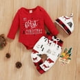 thumbnail image 3 of Izhansean Newborn Baby Boy Girl My First Christmas Outfits Romper Bodysuit+ Pants+ Hat 3Pcs Pajamas Set Red 3-6 Months, 3 of 8