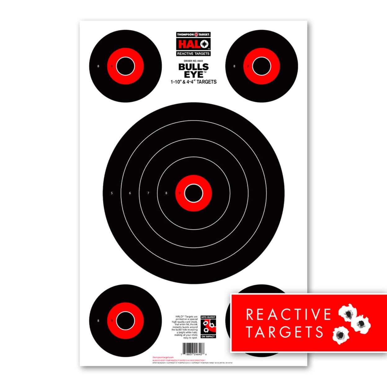 HALO Bullseye 10" and 4" Targets Reactive Splatter 12.5"x19" (20 Pack