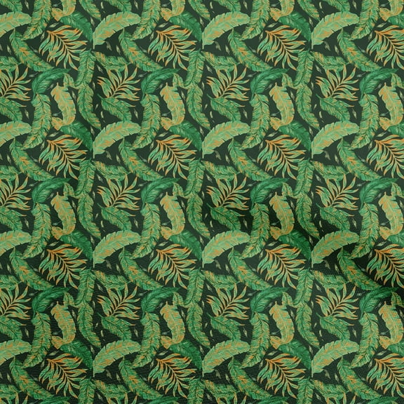 oneOone Viscose Chiffon Dark Green Fabric Heart,Star & Fashion Fabric For Sewing Printed Craft Fabric By The Yard 42 Inch Wide