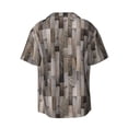 thumbnail image 2 of KLL Wooden Texture Print Men's Shirt Short Sleeve Button Down Summer Cuba Beach Shirts- XX-Large, 2 of 7