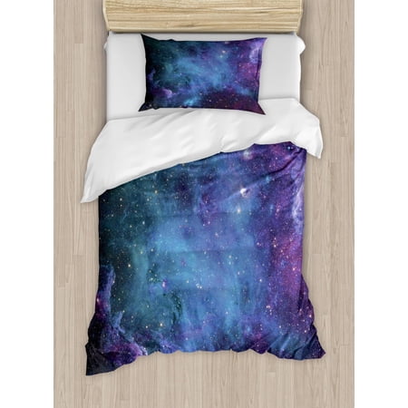 Outer Space Duvet Cover Set of 2, Galaxy Stars in Space Celestial ...