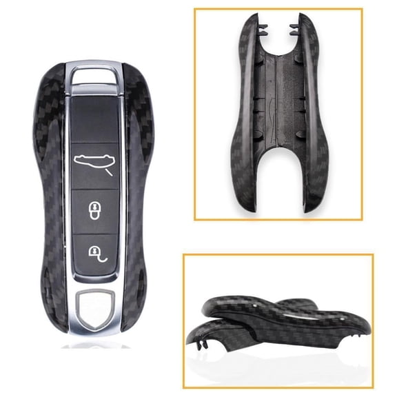 Xotic Tech Carbon Fiber Texture Key Fob Case Glossy Cover Key Protector Holder for Porsche Panamera 2017+ Cayenne 2018+