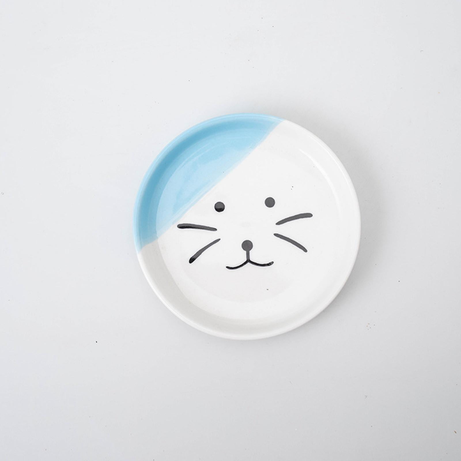 Fzaqwen Pet Ceramic Bowl Pet Bowl Cat Raised Elevated Feeder Cat Dog B Blue