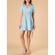 thumbnail image 5 of INSPIRE CHIC Vestido Mini de Manga Corta con Volantes y Cintura Elástica para Mujeres en V Azul Claro, 5 of 6