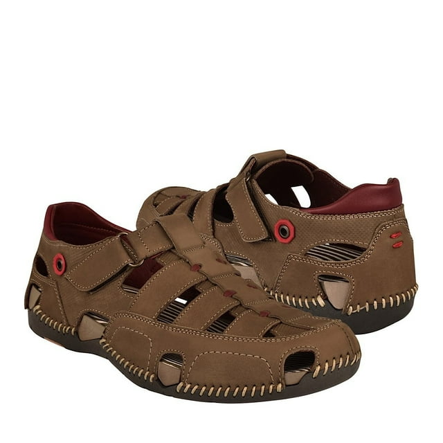 Sandalias Lobo Solo para hombre nobuck grey con rojo 6580 Lobo Solo 6580