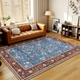 thumbnail image 4 of Wellber Soft Rugs Retro Area Rug Vintage Carpet for Living Room Bedroom Office Home Decor,4'x6',Blue & Red, 4 of 7
