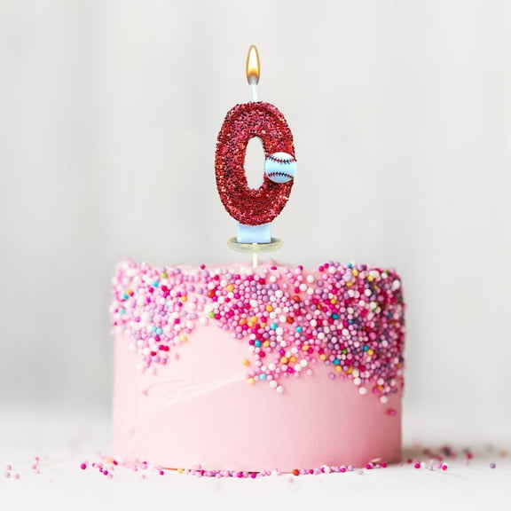 TOPRenddon Baseball Birthday Candle 9th Baseball Cake Topper Decor Nine Year Candles Red Glitter Number 9 For Cupcake Topper Decorations Birthday Party Kids Adults